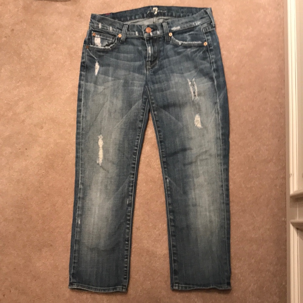 Seven distressed jean capris